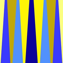 Vertical tapered stripes background with blue and yellow color palette