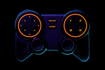 3D illustration, Joystick gamepad, game console or game controller. Computer gaming. Cartoon minimal style.