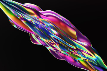 Obraz na płótnie Canvas 3d illustration colorful wave volumetric shape on black background