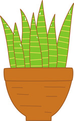 Cute Houseplant In Cartoon Style