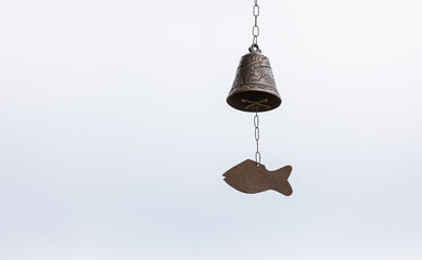 Fish-shaped bell, sky background - Wind chime, Wind Bell 