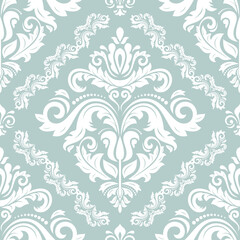 Orient classic pattern. Seamless abstract light blue and white background with vintage elements. Orient pattern. Ornament for wallpapers and packaging