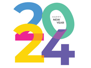 colorful logo happy new year 2024 for celebration and season decoration template
