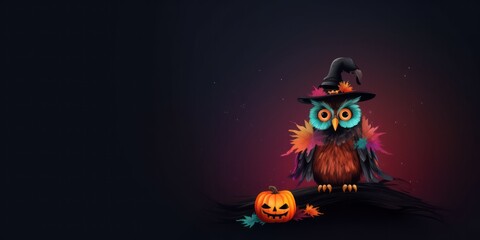 Cartoon Halloween owl background with empty space