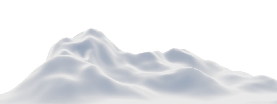 3D render snow mountain. White  terrain.