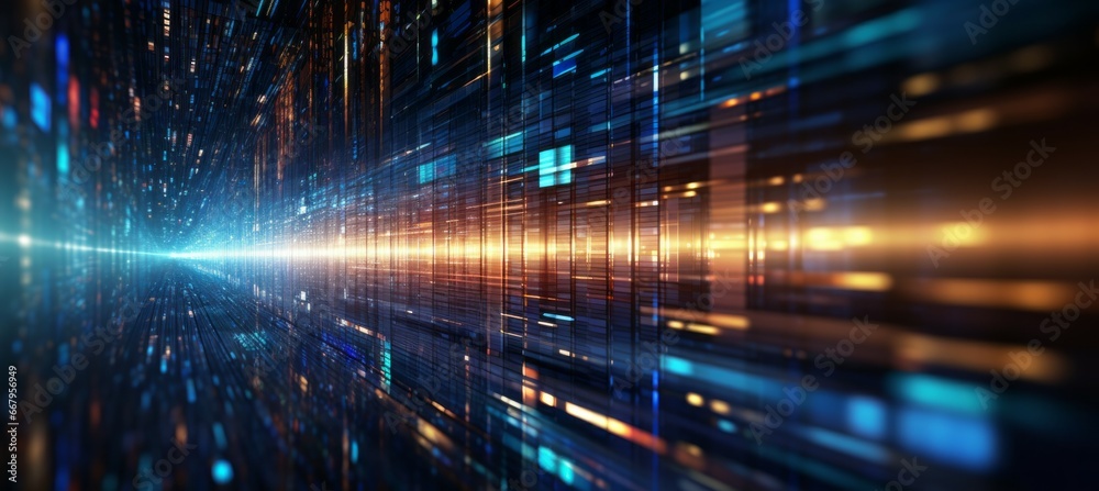 Aufkleber Data flow at virtual digital space technology background. Generative AI technology.