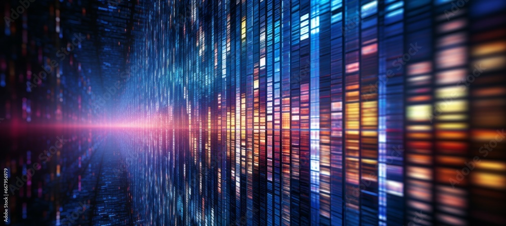 Poster virtual space corridor technology background. generative ai technology.