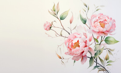 Elegant watercolor peony background. Wedding invitations, greeting cards, wallpaper, background, printing, fabric