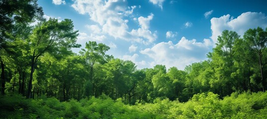 Fototapeta premium Green forest. Generative AI technology. 