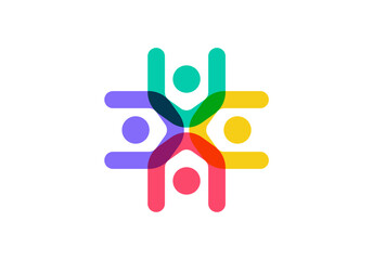 Colorful Family People Unity Group Logo Design