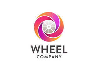 Colorful Car Wheel Logo Design