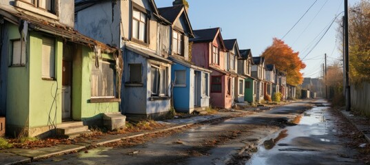 Fototapeta na wymiar Housing crisis. Abandoned houses. Generative AI technology.