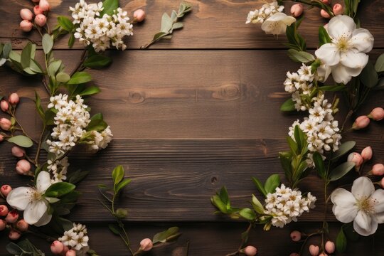 A banner with space for customization is adorned with a charming arrangement of flowers, enhancing its visual appeal and adding a touch of natural beauty. Photorealistic illustration