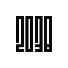 2038 Happy new year logo text design, geometric square shape monogram, vector illustration