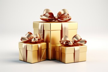 Obraz premium gift boxes with ribbon bow isolated on white background. generative AI.