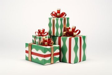 Fototapeta premium gift boxes with ribbon bow isolated on white background. generative AI.