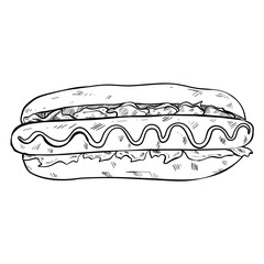 hot dog fast food hand drawn