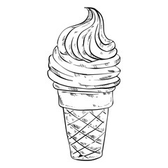 ice cream cone fast food hand drawn
