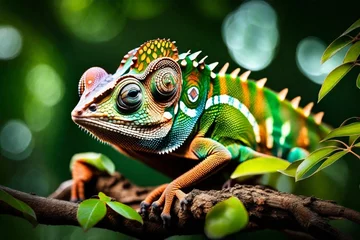 Foto op Canvas chameleon on a branch © rizwan