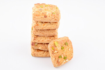 Baked biscuit isolated on white background