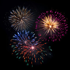 fireworks on the night sky. Beautiful New Year's fireworks on a black background for use in decorating projects.