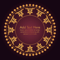 Gold Ornate Circle Frame on Dark Background
