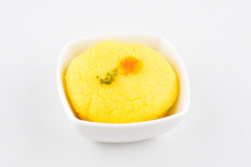 Closeup of chamcham sweet on white background, bengali sweet