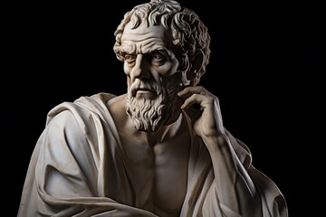 Statue of stoic bust illustration with strong reference to stoicism and philosophy on a clean and isolated background