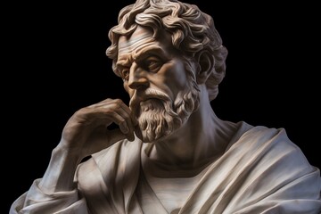 Statue of stoic bust illustration with strong reference to stoicism and philosophy on a clean and isolated background