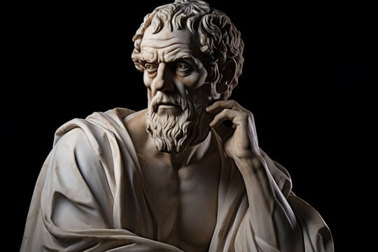 Statue of stoic bust illustration with strong reference to stoicism and philosophy on a clean and isolated background