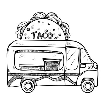 Food Truck Taco Handdrawn 