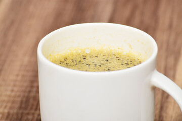 Closeup of black coffee cup