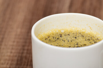 Closeup of black coffee cup