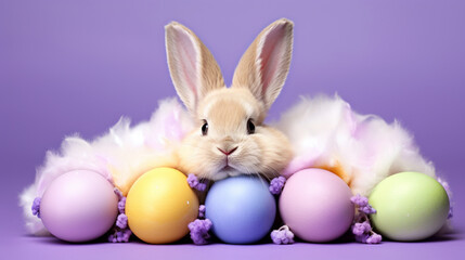 Obraz premium easter bunny and eggs HD 8K wallpaper Stock Photographic Image 