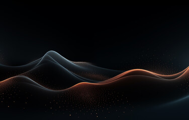 dark abstract background wallpaper with dots, waves, light and neon which is fit with ppt