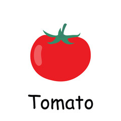 Tomato illustration flat vector. Vegetables flashcard. Element for kitchen, cooking, super market, healthy lifestyle concept.