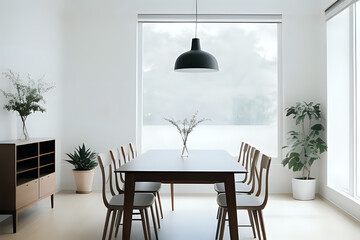 Comfortable minimalist dining room. Dining room. 3d rendering
