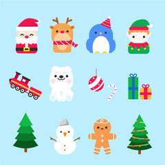 Chrismas set cartoons design 