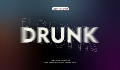 drunk white editable text effect. vector