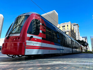Houston Light Rail Train in Downtown Houston
