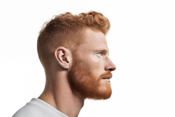 Obraz premium Young Redheaded Man Gazing Thoughtfully into the Distance