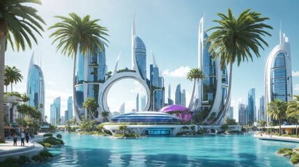 Naklejka premium Space city