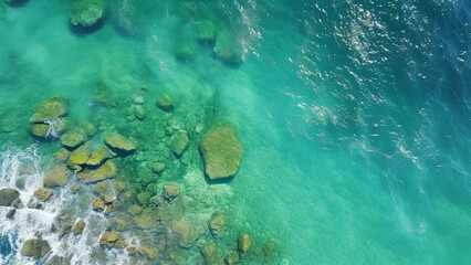 Fototapeta na wymiar 上空から撮影された海と浜辺の美しい写真