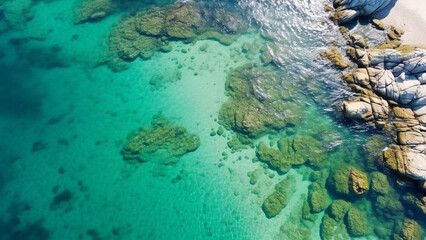 Fototapeta na wymiar 上空から撮影された海と浜辺の美しい写真
