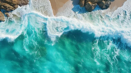 Zelfklevend Fotobehang 上空から撮影された海と浜辺の美しい写真 © Hanako ITO