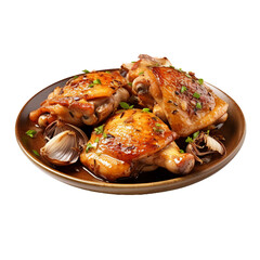 Pollo al ajillo (Garlic chicken), transparent background, isolated image, generative AI
