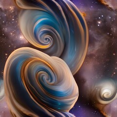 An immense, translucent cosmic snail with a spiraling shell made of swirling nebulae, trailing stardust4