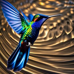 A radiant, interstellar hummingbird with wings that create sonic ripples in the cosmic nectar4 - obrazy, fototapety, plakaty