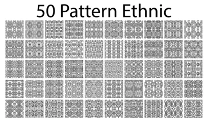 50 Collection of seamless ornamental vector patterns and swatches. White and black oriental backgrounds. © haris