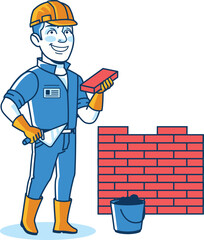 Construction Worker Home Builder Engineer Cartoon